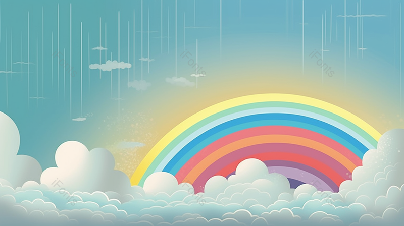 雨后儿童节充满童趣可爱风蓝天白云彩虹插画,插画/手绘图,插画/手绘图库,插画/手绘图下载,插画/手绘